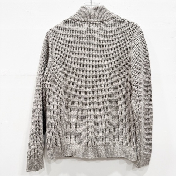 LL Bean Men’s Organic Cotton Waffle Knit Sweater Full Zip Light Gray Medium - Picture 2 of 8